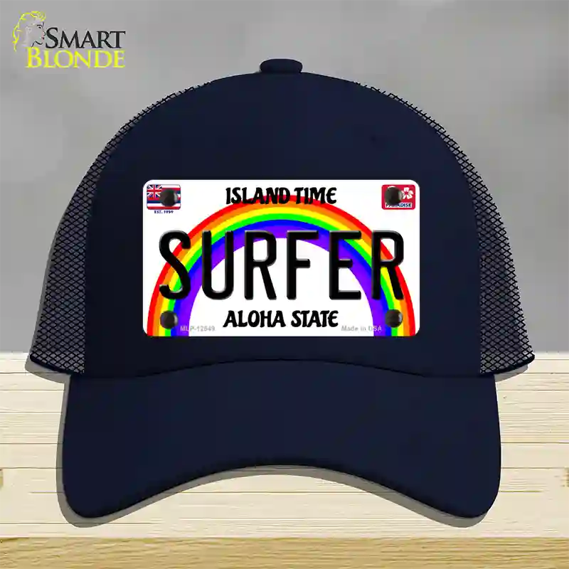 Surfer Hawaii Novelty License Plate Hat Mesh / Navy