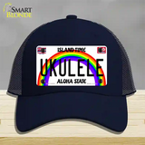 Ukulele Hawaii Novelty License Plate Hat Mesh / Navy