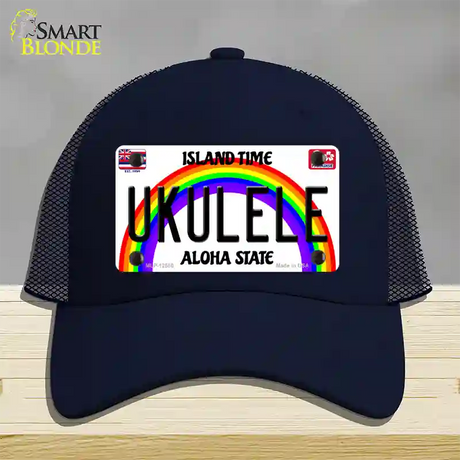 Ukulele Hawaii Novelty License Plate Hat Mesh / Navy