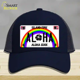 Aloha Hawaii Island Time Novelty License Plate Hat Mesh / Navy