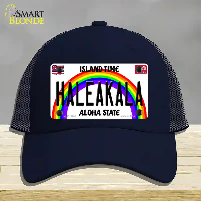 Haleakala Hawaii Novelty License Plate Hat Mesh / Navy