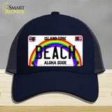 Beach Hawaii Novelty License Plate Hat Mesh / Navy