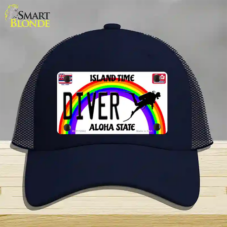 Diver Hawaii Novelty License Plate Hat Mesh / Navy