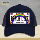 Beach Life Hawaii Novelty License Plate Hat Mesh / Navy