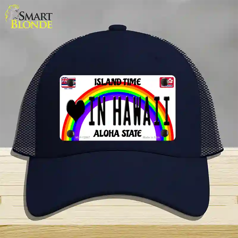 Love In Hawaii Novelty License Plate Hat Mesh / Navy