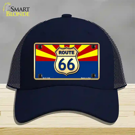 Route 66 Arizona State Flag Novelty License Plate Hat Mesh / Navy