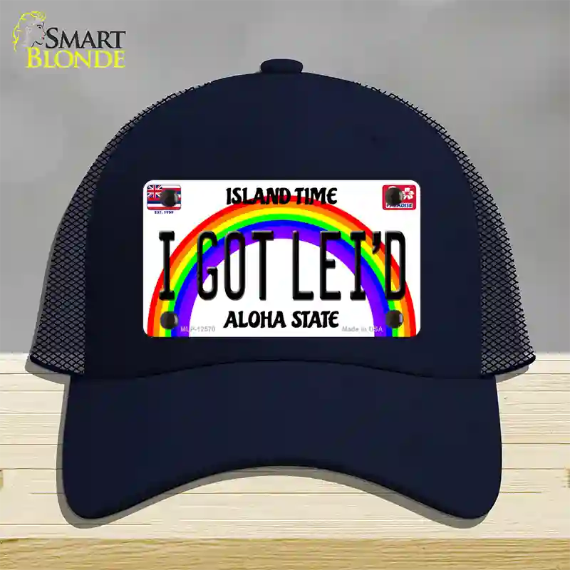 I Got Leid Hawaii Novelty License Plate Hat Mesh / Navy