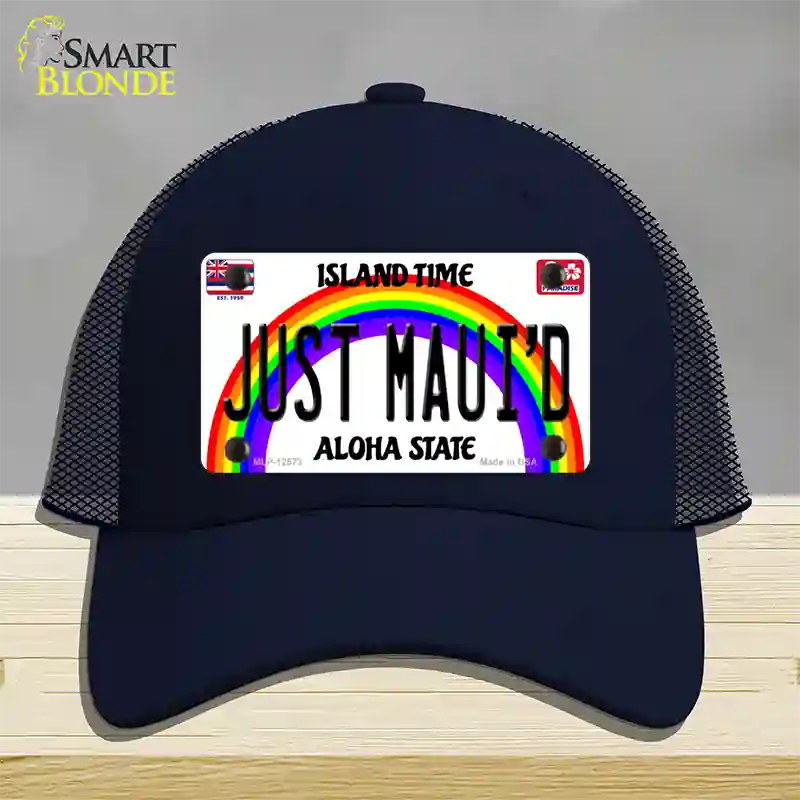 Just Mauid Hawaii Novelty License Plate Hat Mesh / Navy