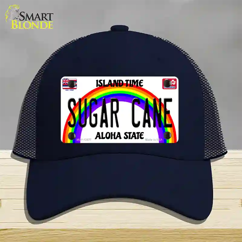 Sugar Cane Hawaii Novelty License Plate Hat Mesh / Navy