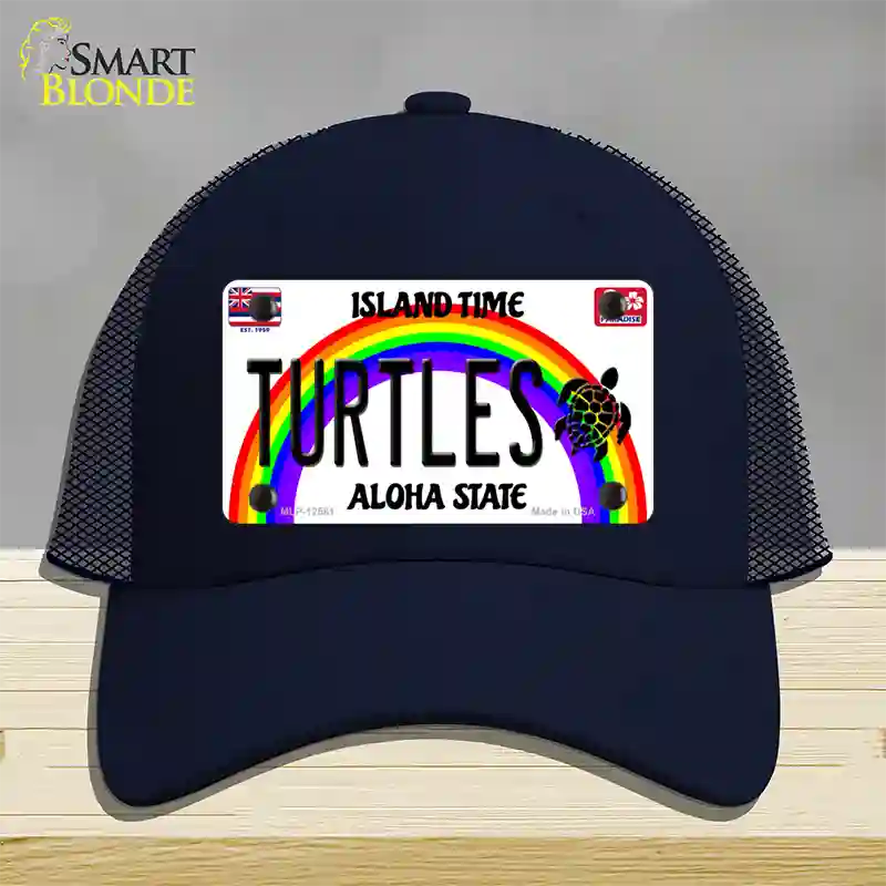 Turtles Hawaii Novelty License Plate Hat Mesh / Navy