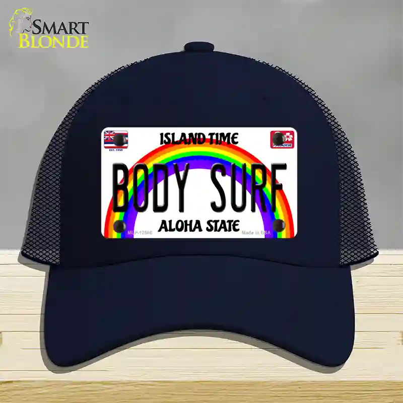 Body Surf Hawaii Novelty License Plate Hat Mesh / Navy