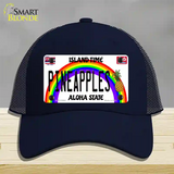 Pineapples Hawaii Novelty License Plate Hat Mesh / Navy