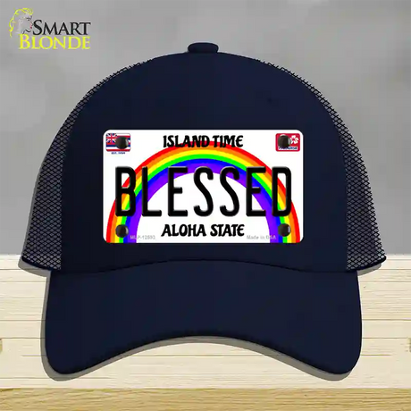 Blessed Hawaii Novelty License Plate Hat Mesh / Navy