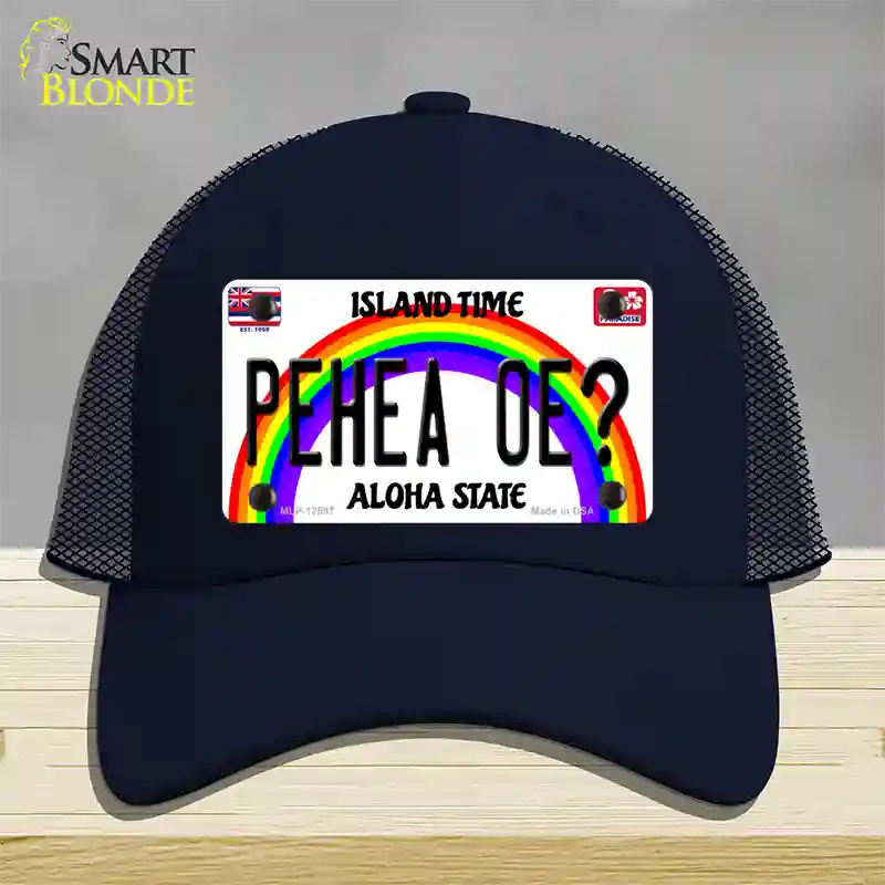 Pehea Oe Hawaii Novelty License Plate Hat Mesh / Navy