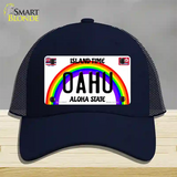 Oahu Hawaii Novelty License Plate Hat Mesh / Navy