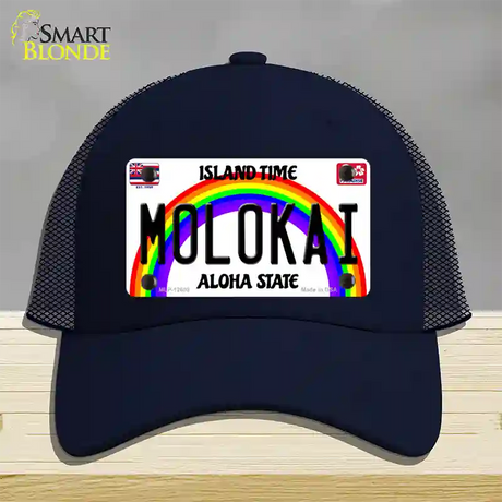 Molokai Hawaii Novelty License Plate Hat Mesh / Navy