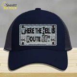 Where The Hell Is Route 66 Novelty License Plate Hat Mesh / Navy