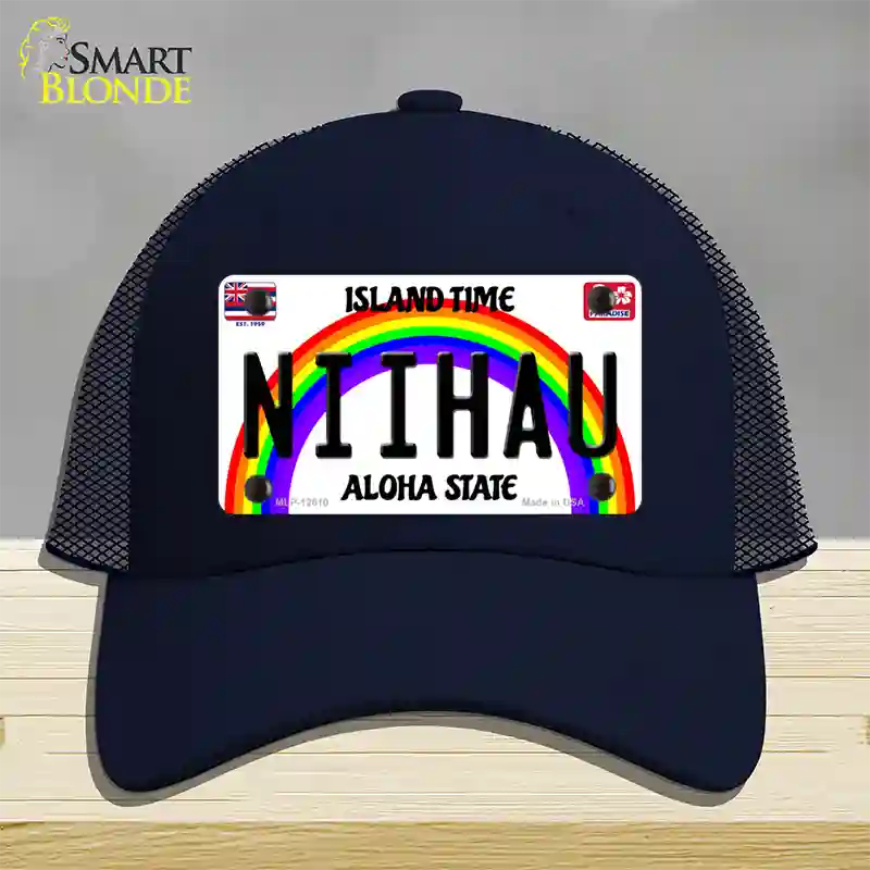 Niihau Hawaii Novelty License Plate Hat Mesh / Navy