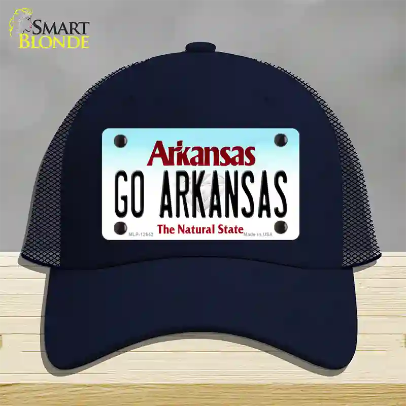 Go Arkansas Novelty License Plate Hat Mesh / Navy