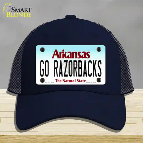 Go Razorbacks Novelty License Plate Hat Mesh / Navy