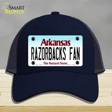 Razorbacks Fan Novelty License Plate Hat Mesh / Navy