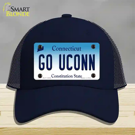 Go UConn Novelty License Plate Hat Mesh / Navy