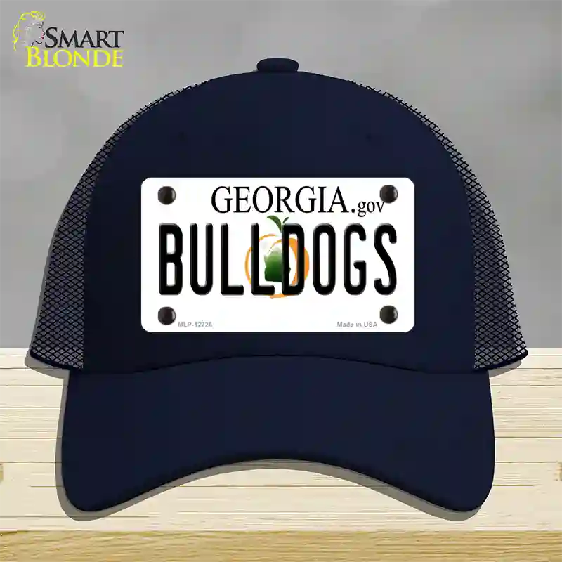 Bulldogs Georgia Peach Novelty License Plate Hat Mesh / Navy