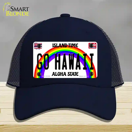 Go Hawaii Novelty License Plate Hat Mesh / Navy