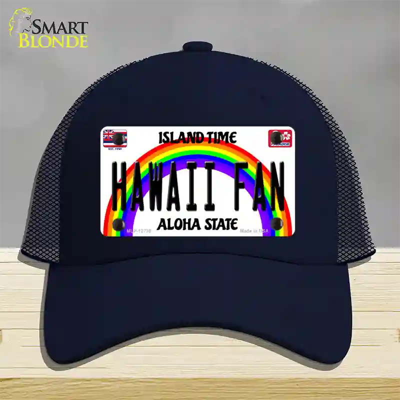 Hawaii Fan Novelty License Plate Hat Mesh / Navy