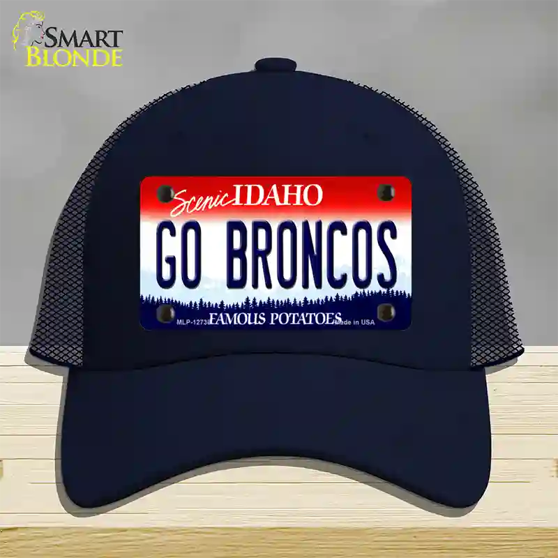 Go Broncos Novelty License Plate Hat Mesh / Navy