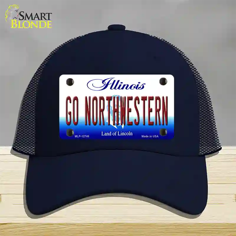 Go Northwestern Novelty License Plate Hat Mesh / Navy