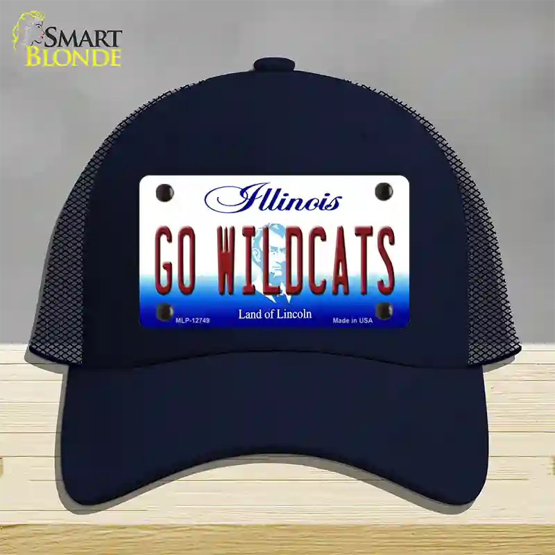 Go Wildcats Illinois Novelty License Plate Hat Mesh / Navy