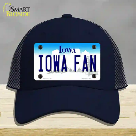 Iowa Fan Novelty License Plate Hat Tag Mesh / Navy