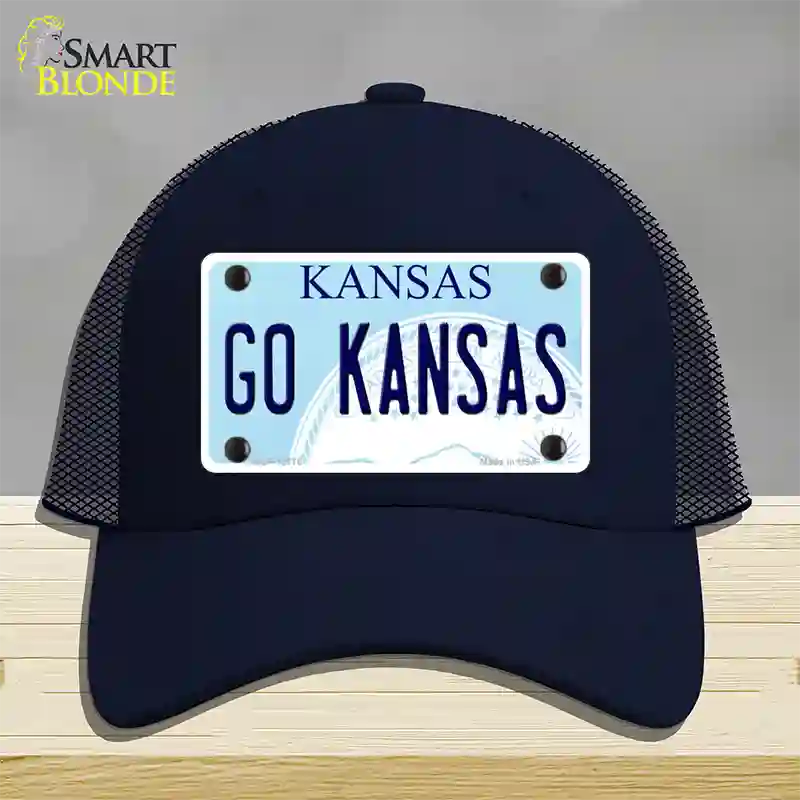 Go Kansas Novelty License Plate Hat Tag Mesh / Navy