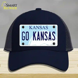 Go Kansas Novelty License Plate Hat Tag Mesh / Navy