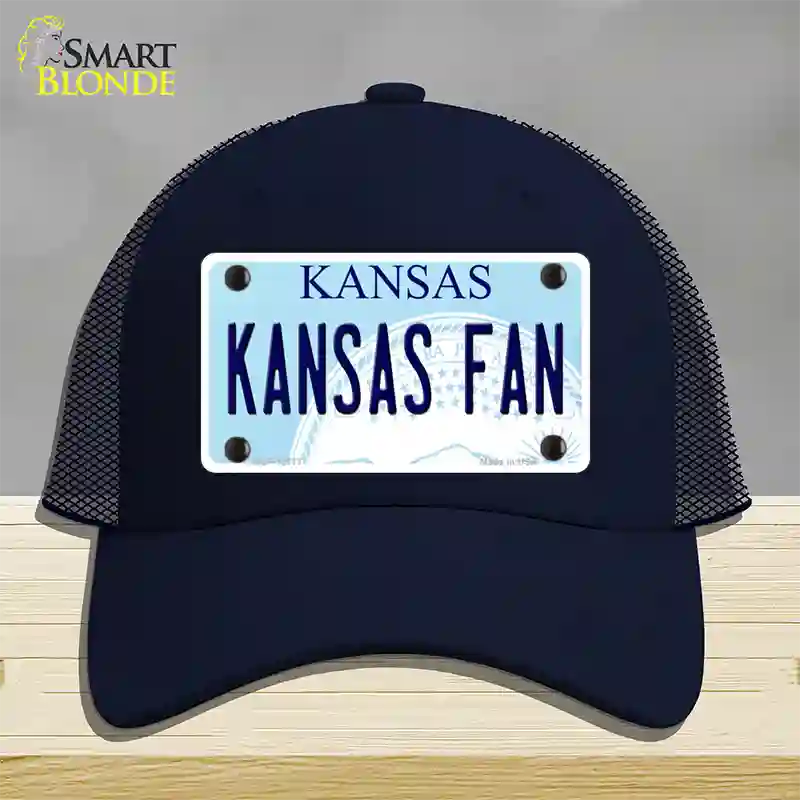 Kansas Fan Novelty License Plate Hat Tag Mesh / Navy