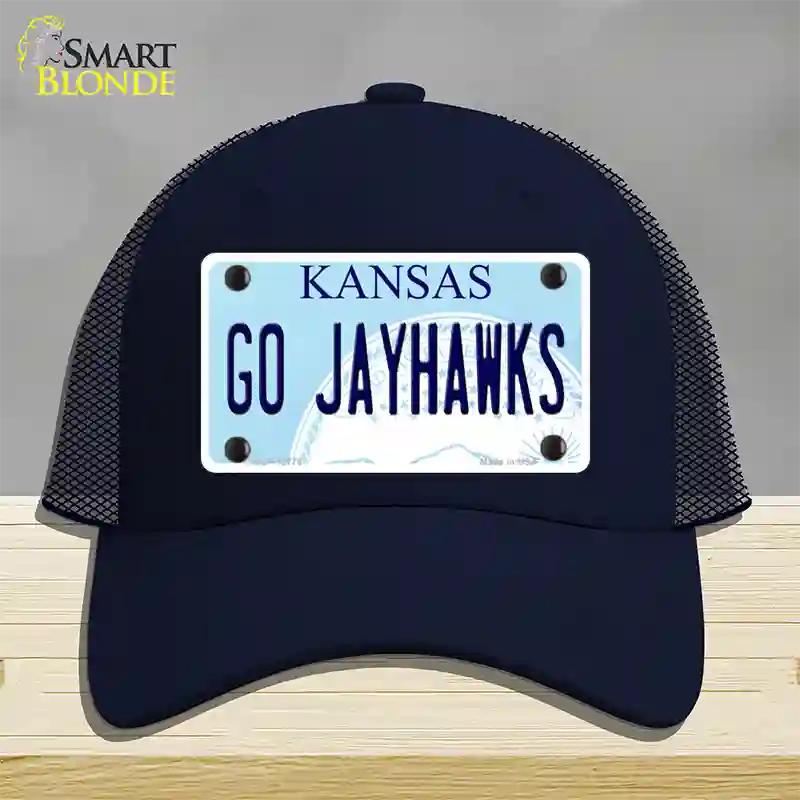 Go Jayhawks Novelty License Plate Hat Tag Mesh / Navy