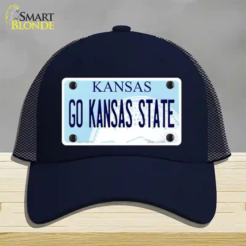 Go Kansas State Novelty License Plate Hat Tag Mesh / Navy