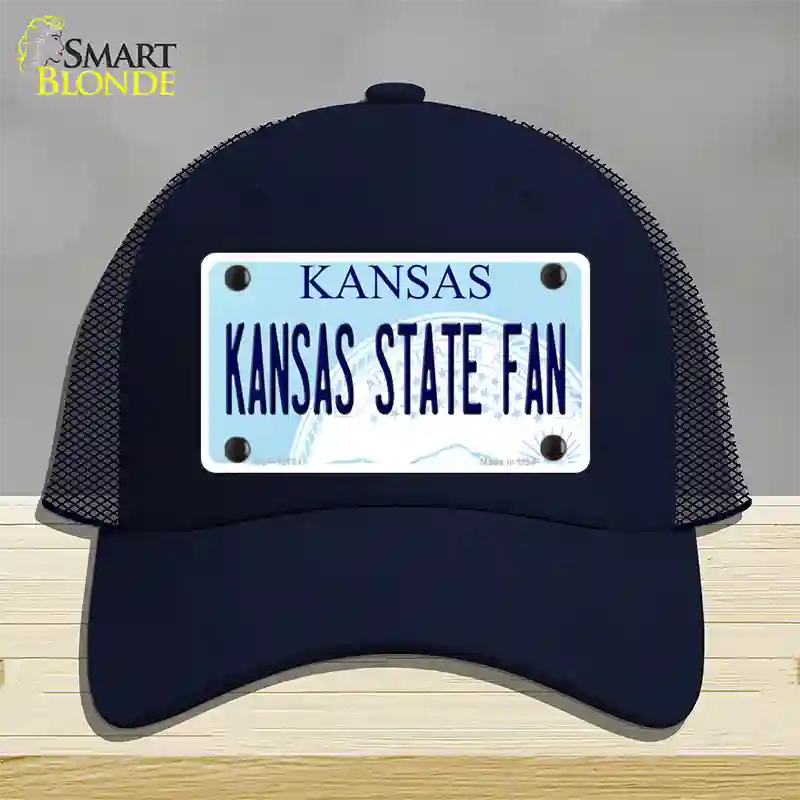 Kansas State Fan Novelty License Plate Hat Tag Mesh / Navy