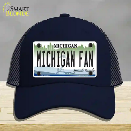 Michigan Fan Novelty License Plate Hat Mesh / Navy