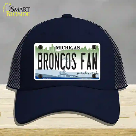 Broncos Fan Michigan Novelty License Plate Hat Mesh / Navy