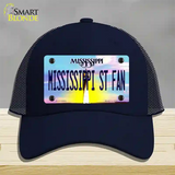 Mississippi State Fan Novelty License Plate Hat Mesh / Navy