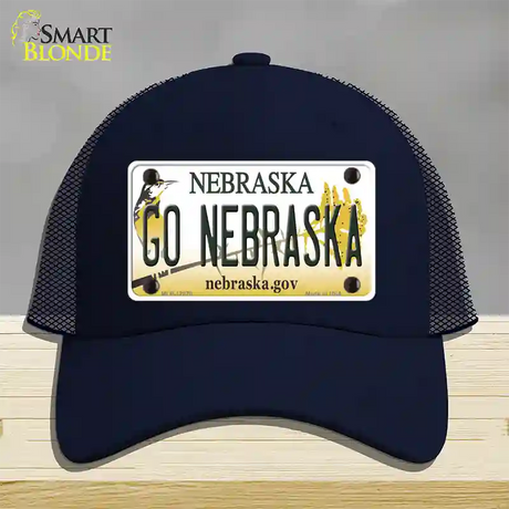 Go Nebraska Novelty License Plate Hat Mesh / Navy