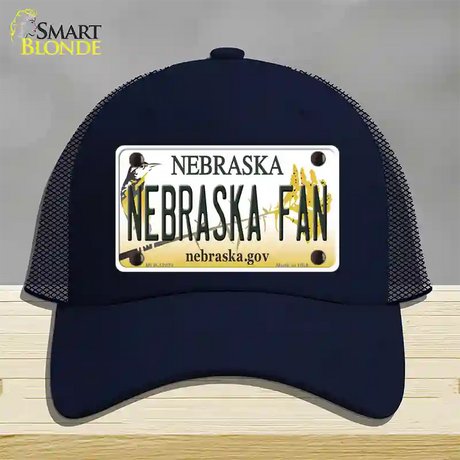 Nebraska Fan Novelty License Plate Hat Mesh / Navy