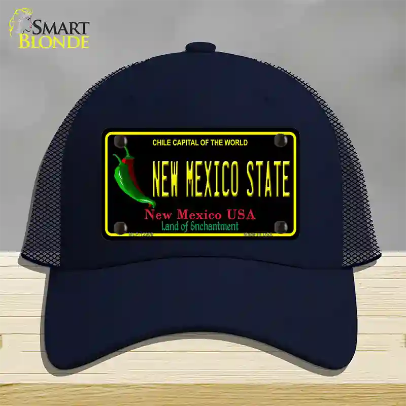 New Mexico State Novelty License Plate Hat Mesh / Navy