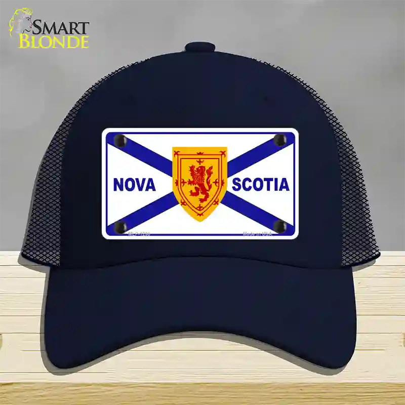 Nova Scotia Flag Novelty License Plate Hat Mesh / Navy