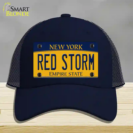 Red Storm Novelty License Plate Hat Mesh / Navy