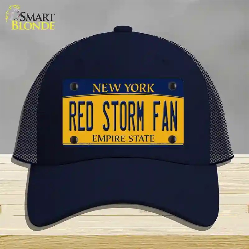 Red Storm Fan Novelty License Plate Hat Mesh / Navy