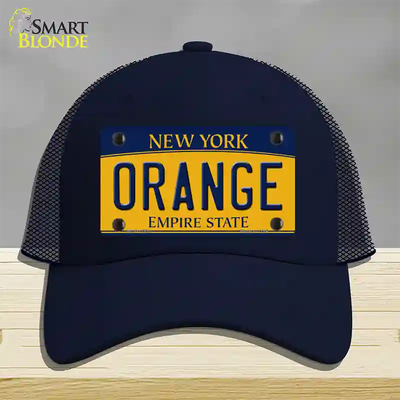 Orange Novelty License Plate Hat Mesh / Navy