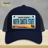 North Dakota State Novelty License Plate Hat Mesh / Navy